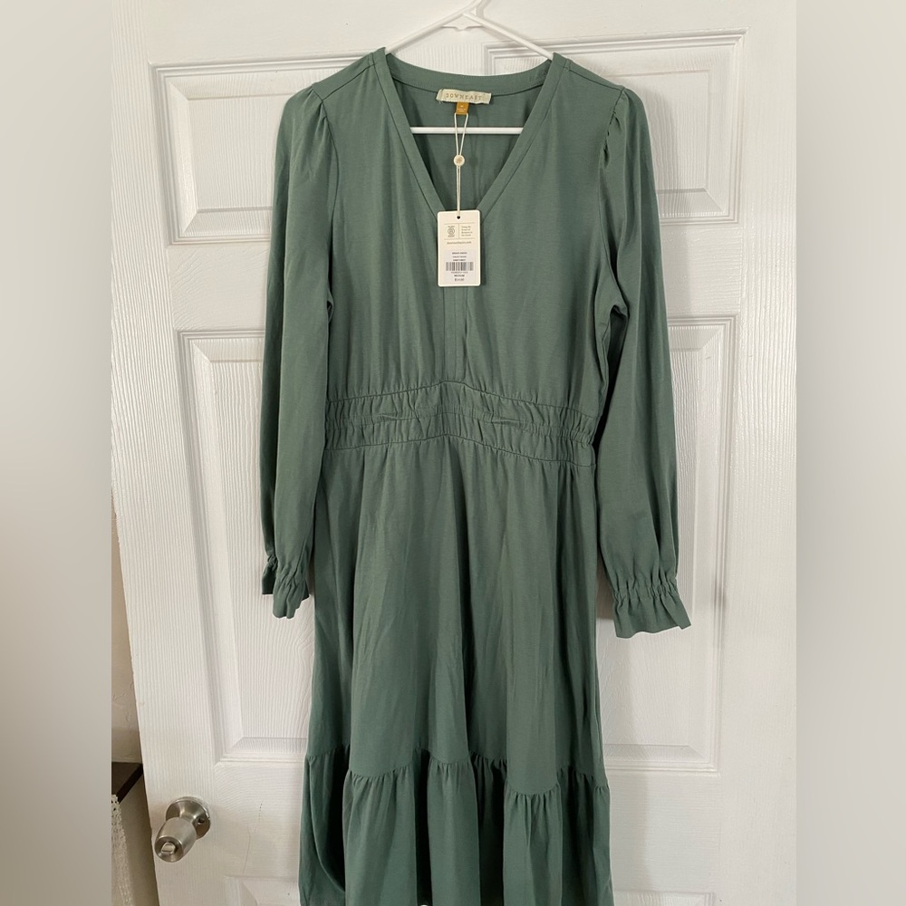 NWT - DownEast Basics - Bravo Dress- Sage Green Long-sleeve Dress. Size Medium